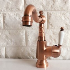 Antique Red Copper Swivel Spout Kitchen / Bar Sink Mixer Tap Faucet ynf396