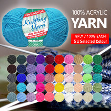 5x 100gm Acrylic Knitting Yarn Ball 8 Ply DK Winter Socks Scarf Crochet Wool