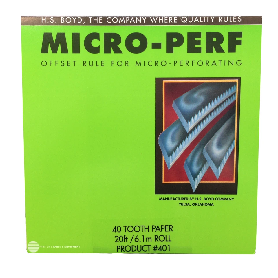 H.S. BOYD HS BOYD Micro-Perf 40 Tooth Paper #401 20ft / 6.1m Bindery Supplies Micro Perf