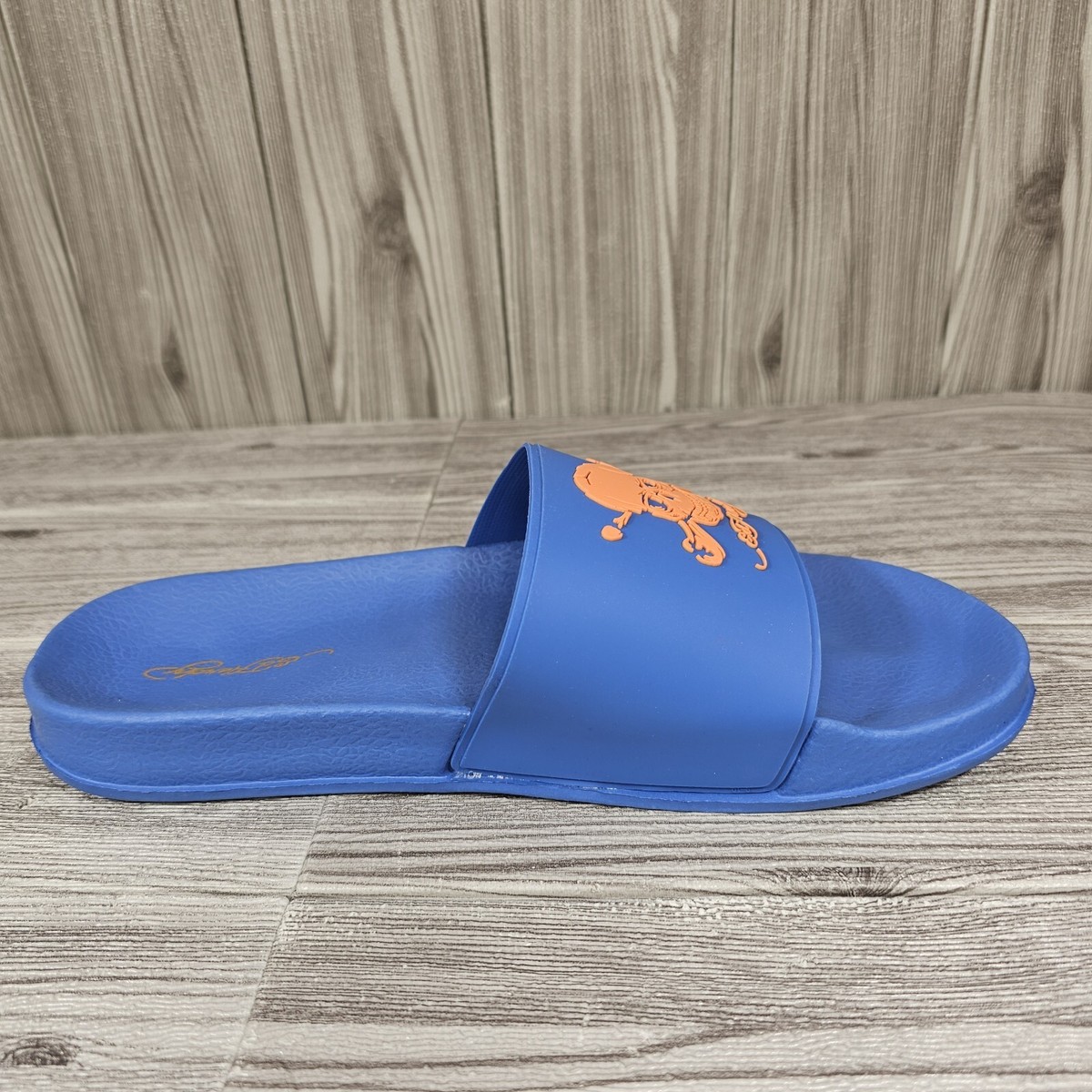 Ed Hardy Darkness Skull Slides Sandal Blue/Orange - EH9041F- Men\'s Size 10 - NEW Ed Hardy Darkness Skull Slides Sandal Blue/Orange - Men main image 3