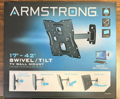 Armstrong Swivel & Tilt  Universal TV Wall Mount Fits Most 17  to 42  NEW
