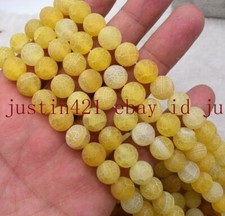 Natural 6/8/10/12mm Yellow Dream Fire Agate Gemstone Round Loose Beads 15'' AAA