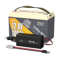 Power Queen 12V 100Ah Low Temp Protection LiFePO4 Battery With 14.6V 20A Charger