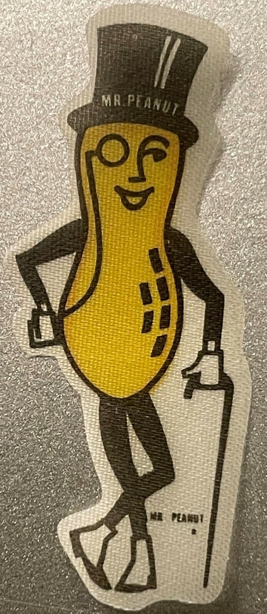Vintage 1950s Planters Mr. Peanut Cloth Sticker Advertising Decal