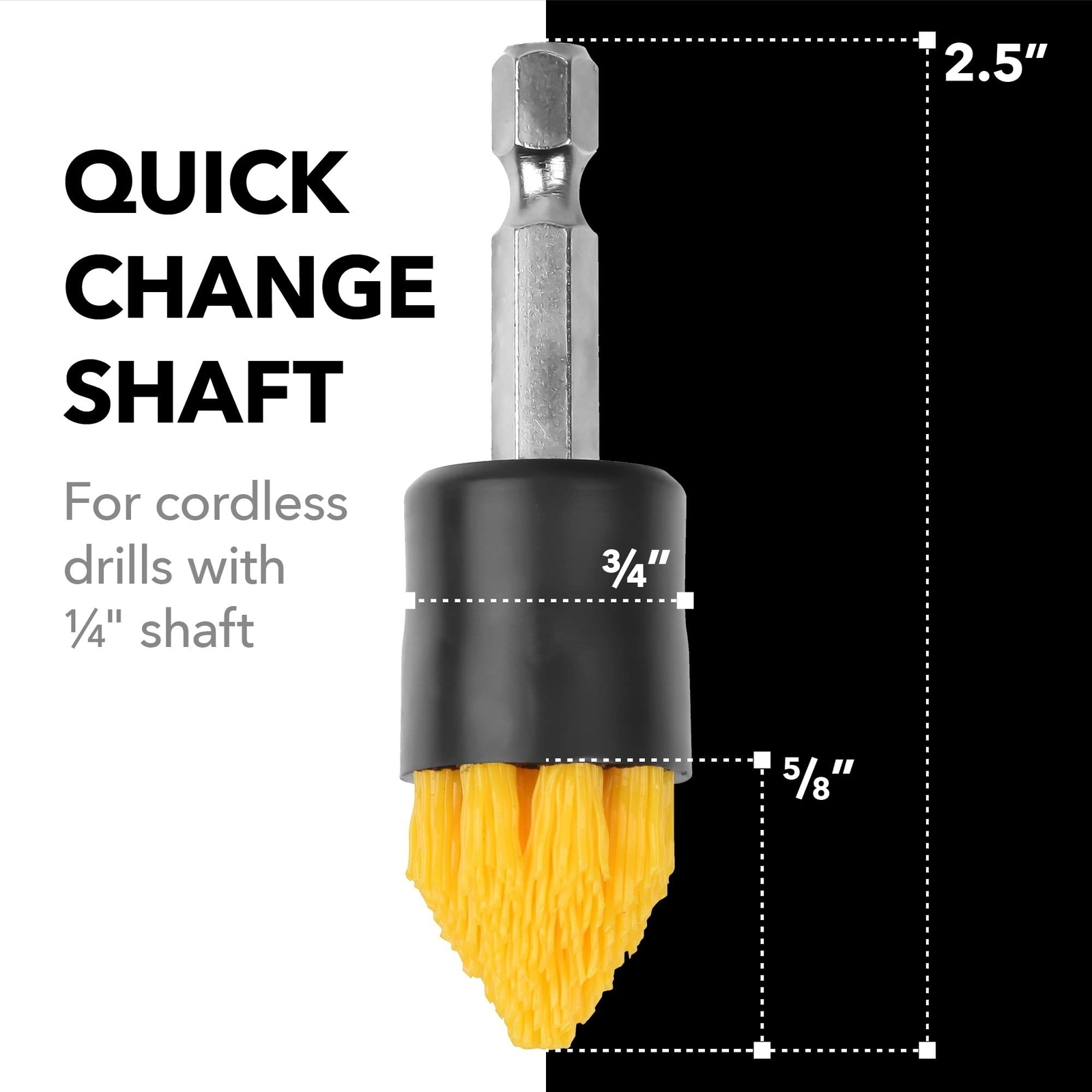 [4 Pack] .75 W Drill Brush Attachment Set - 2 Tapered & 2 Flat