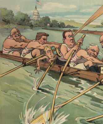 A4 Druck Keppler Udo 1872 1956 Puck Magazin 1904 Ein enges Rennen voraus 1
