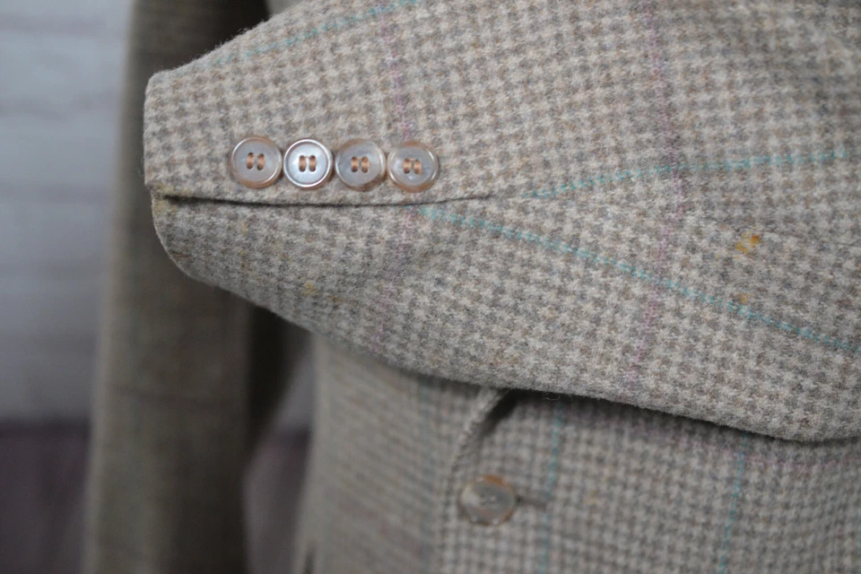 Chaqueta Blazer Abrigo Deportivo de Lana TWEED a Cuadros Marrón Stanley Blacker Para Hombres TALLA 40L Foto 3 de 4