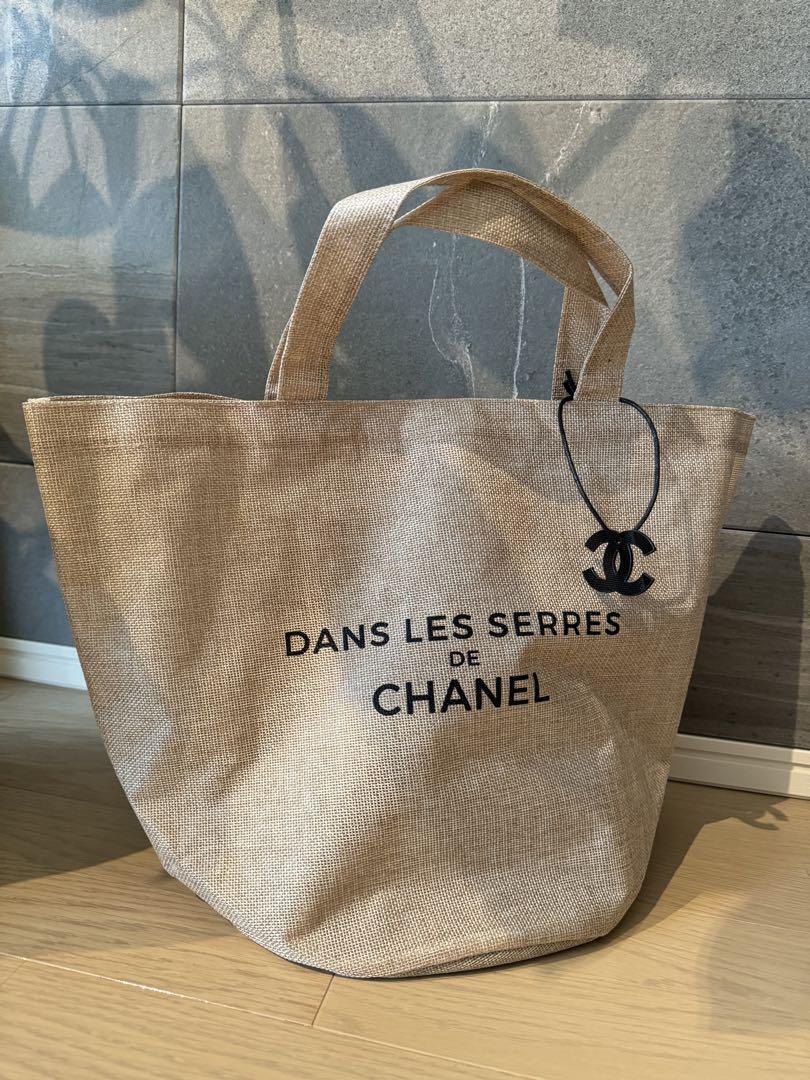 シャネル　ノベルティ　麻　DANS LES SERRES DE CHANEL CHANEL Novelty Tote Bag Dans Les Serres Event Ladies Camellia -New