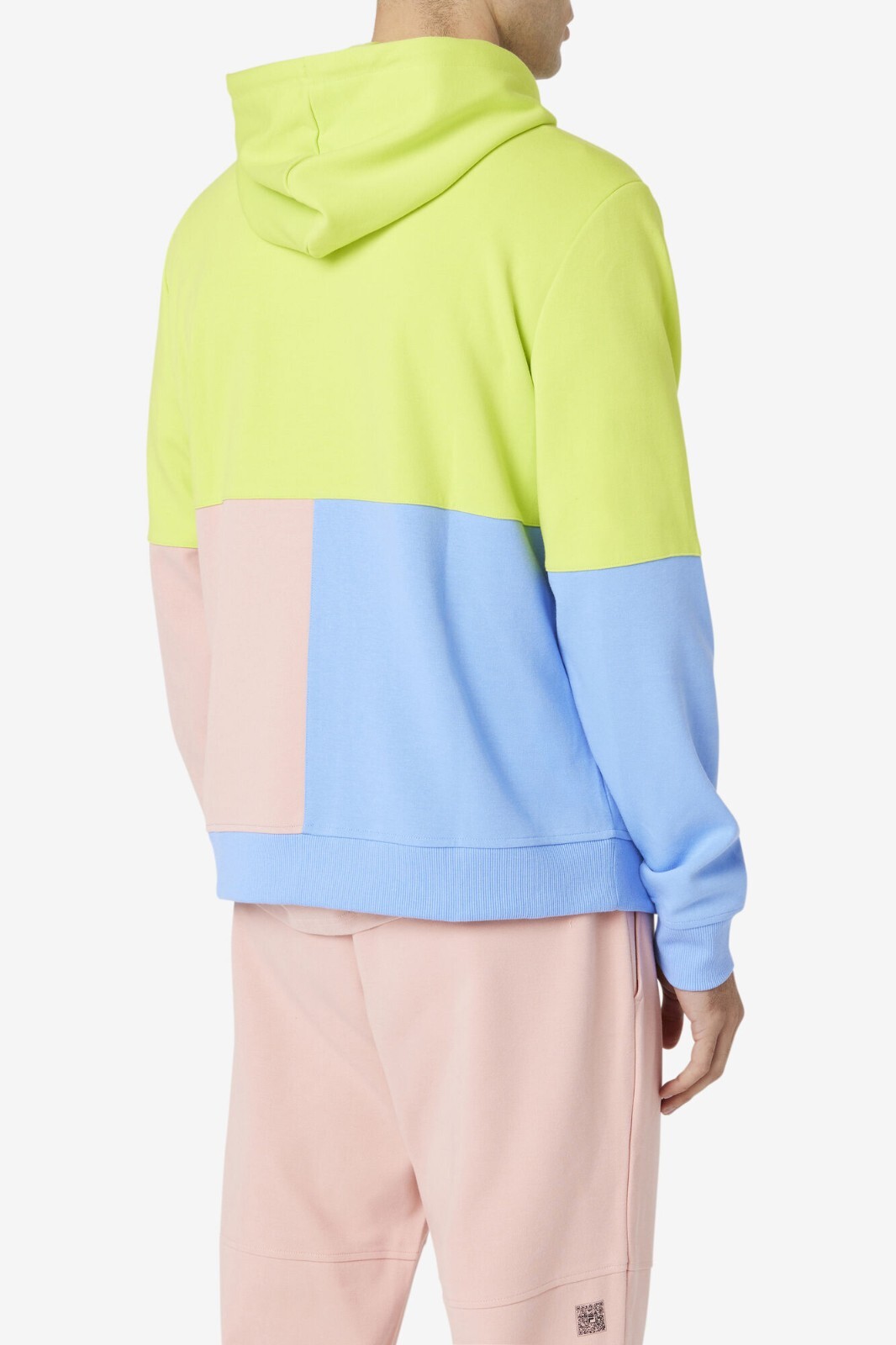 Felpa con cappuccio in pile Fila Sport Madu Colorblock verde rosa blu taglia media