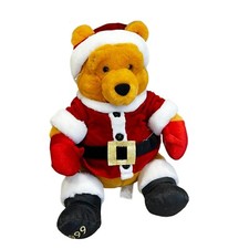 Disney Store Pooh Holiday Santa Plush Toy 1999 Christmas