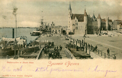 Karte BELGIEN ANTWERPEN Andenken an ANTWERPEN Anlegestelle und Museum Steen