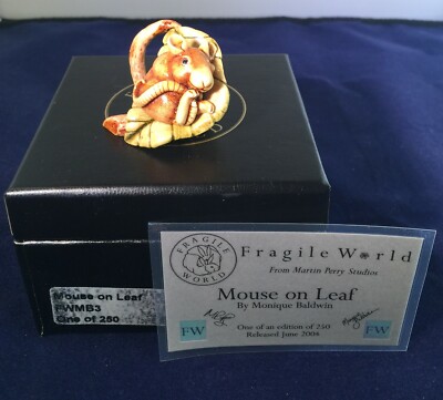 Harmony Kingdom MRP`s ~ Fragile World ~ Mouse on Leaf~ Signed 2X'S ~ NIB 