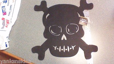 FELT BLACK SKULL & CROSSBONE Placemats Table Top or Wall Decor 
