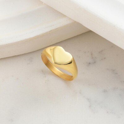 Amazon Essentials Heart Signet Ring - Rhodium Plated Silver, Size 9, Hypoallergenic, 1.7mm Band - View #11