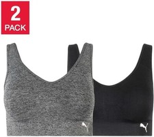 NWT Puma Womens Seamless Drycell Sports Bra 2 Pack Black/Gray Size L 60 9HL285