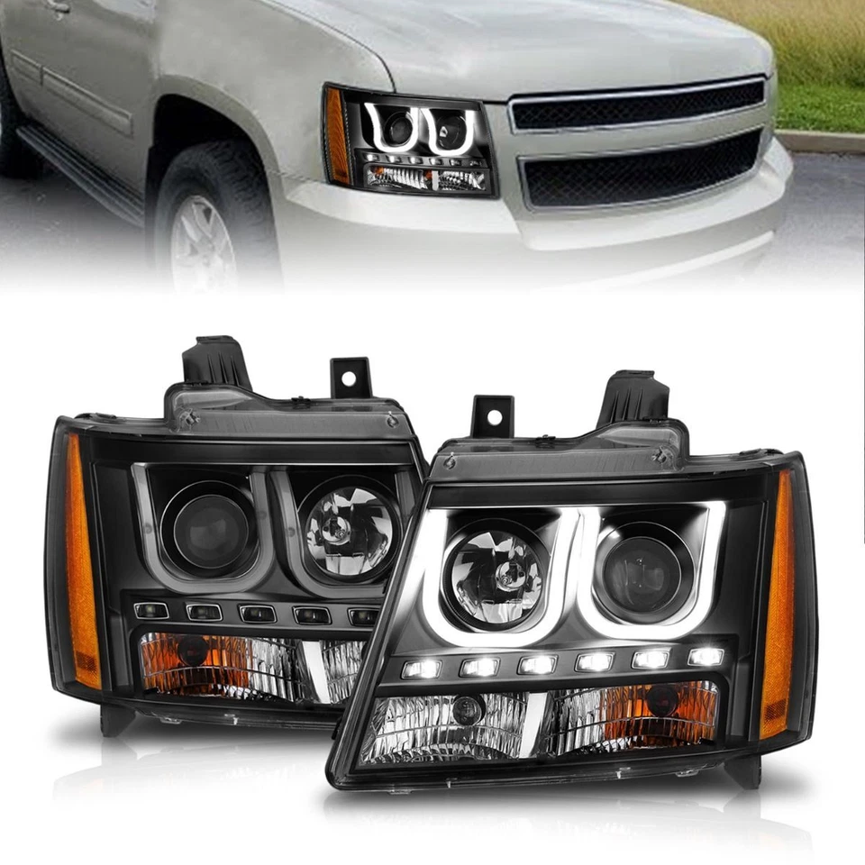 Anzo 111273 Black U-Bar Projector Headlights with LED DRL for 07-14 Chevy Tahoe - Imagem 4 de 4