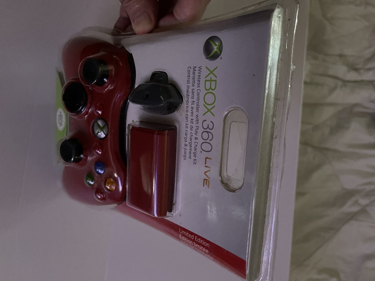 Xbox 360 Wireless Controller Play And Charge Kit Sealed ! *Red LE