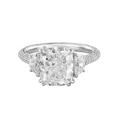 5.56 Ct Cushion Cut Lab Grown Diamond 14K White Gold Engagement Ring