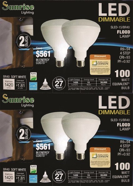 Foco LED BR40 4 Paquete 2700K Luz Blanca Cálida Interior/Exterior Foco Reflector 100 Vatios