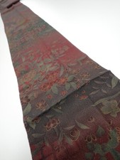 2A09z80 Japanese Kimono Crepe Silk FABRIC Flowers Dark red 91.3x7.1