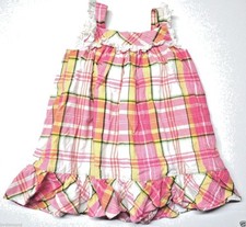Chaps dress & cover pants 100% cotton pink 24 mon Plaid lined eyelet white green