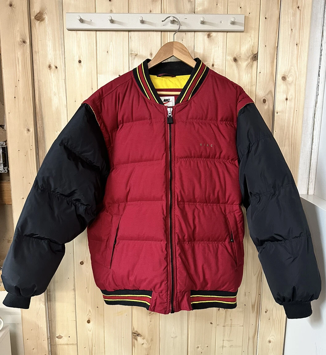 VTG Nike Down Filled Puffer Coat Jacket Red Vest XL Y2K Hip Hop Winter 2000s