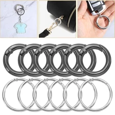10pcs Spring O Rings Round Carabiner Clip Key Ring Buckle Zinc Alloy Keyring DIY