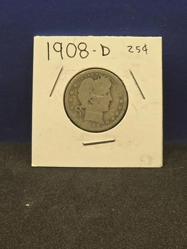 1908 D SILVER BARBER QUARTER NICE COIN BARTER MONEY ADD TO COLLECTION SILVER 89