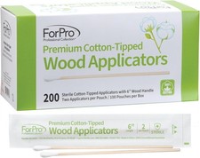 ForPro Premium Cotton-Tipped Wood Applicators, 200-Count Sterile Cotton