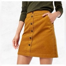 J.Crew NWT Women'S Button Front Mini Skirt Corduroy In Mustard Yellow Size 14