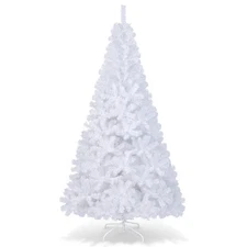 Topbuy White Unlit Full Christmas Tree, with Metal Stand Anti-Scratching Cover
