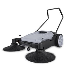 POHIR 42" Walk-Behind Hand Push Floor Sweeper 15 Gallon Waste Container Gray