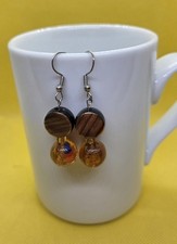 Gold circle and ball dangle hand made earrings