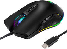 USB Type C Wired Gaming Mouse RGB LED Backlit for Computer Laptop Macbook