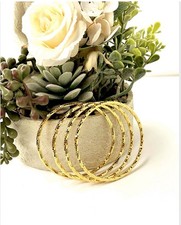 22k 22Ct, Set 4 Adult Size Gold Filled Bangles, Bracelet 37g Size 2.6 Ref:516B