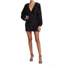 Retrofete Aubrielle Dress M Black Sequin Mini Long Sleeve Party Wedding NWT