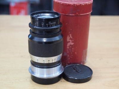 Leitz Leica 9cm 90mm F4 Elmar M39 LTM Objektiv mit Kappen & Box u20021