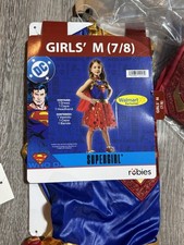 New Girls Supergirl Sequin Dress Halloween Costume Size Medium 7-8