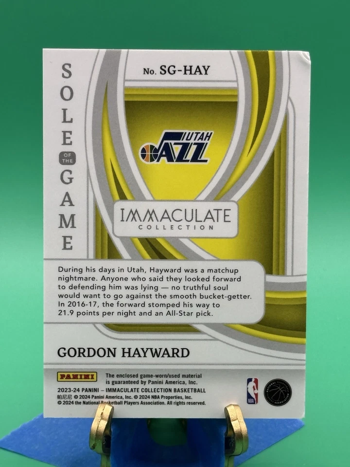 2023-24 Panini Colección Inmaculada Gordon Hayward Suela del Juego SG-HAY/25 Foto 2 de 2