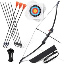 Bow and Arrow for Teens Beginners Adults Recurve Bow Set 8 Arrows 5 Target Fa...