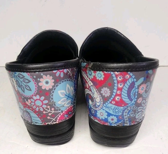 Dansko Gray Blue Pink Women's Shoe 10.5 Paisley Professional Work Slip On Comfy - Image 4 of 4