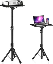 Adjustable Projector Stand Tripod with Phone Holder for Office, Home, DJ, Studio