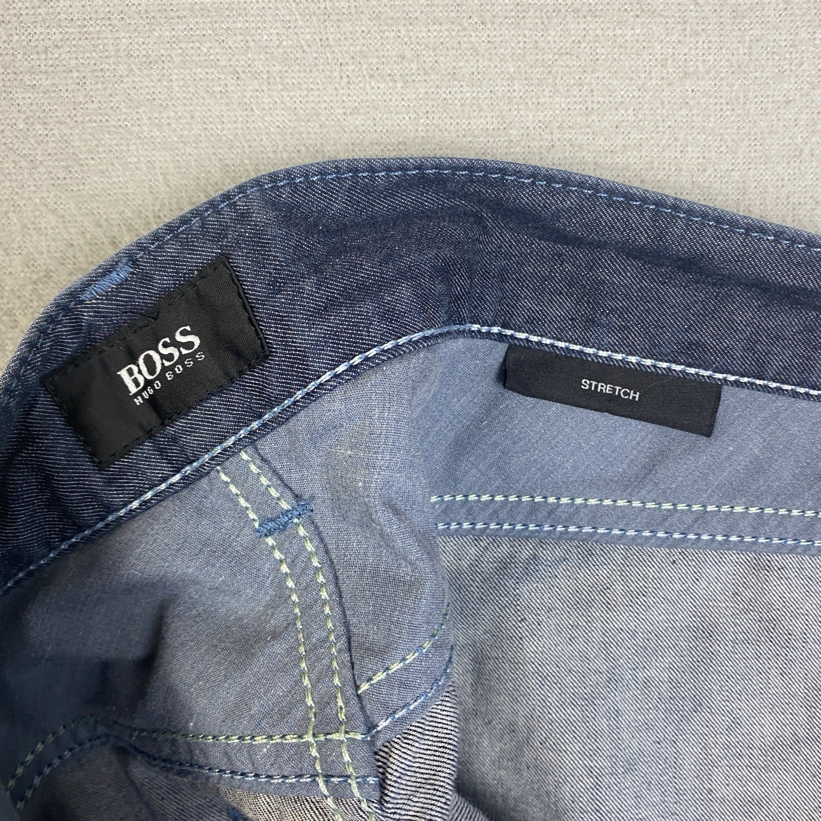 Hugo Boss Maine Trousers Mens W34 L32 Blue Grey Stretch Straight Leg thumbnail 12