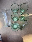 Vtg Set Of 6 Genuine Coca-Cola Green  4.5” Tall Glasses 6 oz "Look"