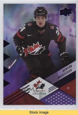 2024 Team Canada Juniors Purple Patterned Foilboard Denton Mateychuk READ b3q