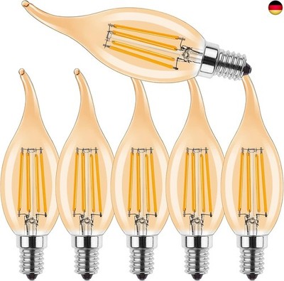 E14 LED Dimmbar Kerze Vintage Lampe 4W Kerzenform für Kronleuchter,C35 Filament