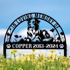 Palo commemorativo Border Collie personalizzato - Marcatore tomba per animali domestici con palo, animale domestico
