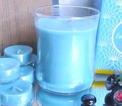 PartyLite MEDITERRANEAN BLUE Duftwachsglas + 12 Teelicht OVP G45930 Frisch  