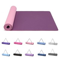 Yogamatte 183X61Cm 6Mm Rutschfest Lila-Rosa Tpe Gymnastik Pilates Tragegurt