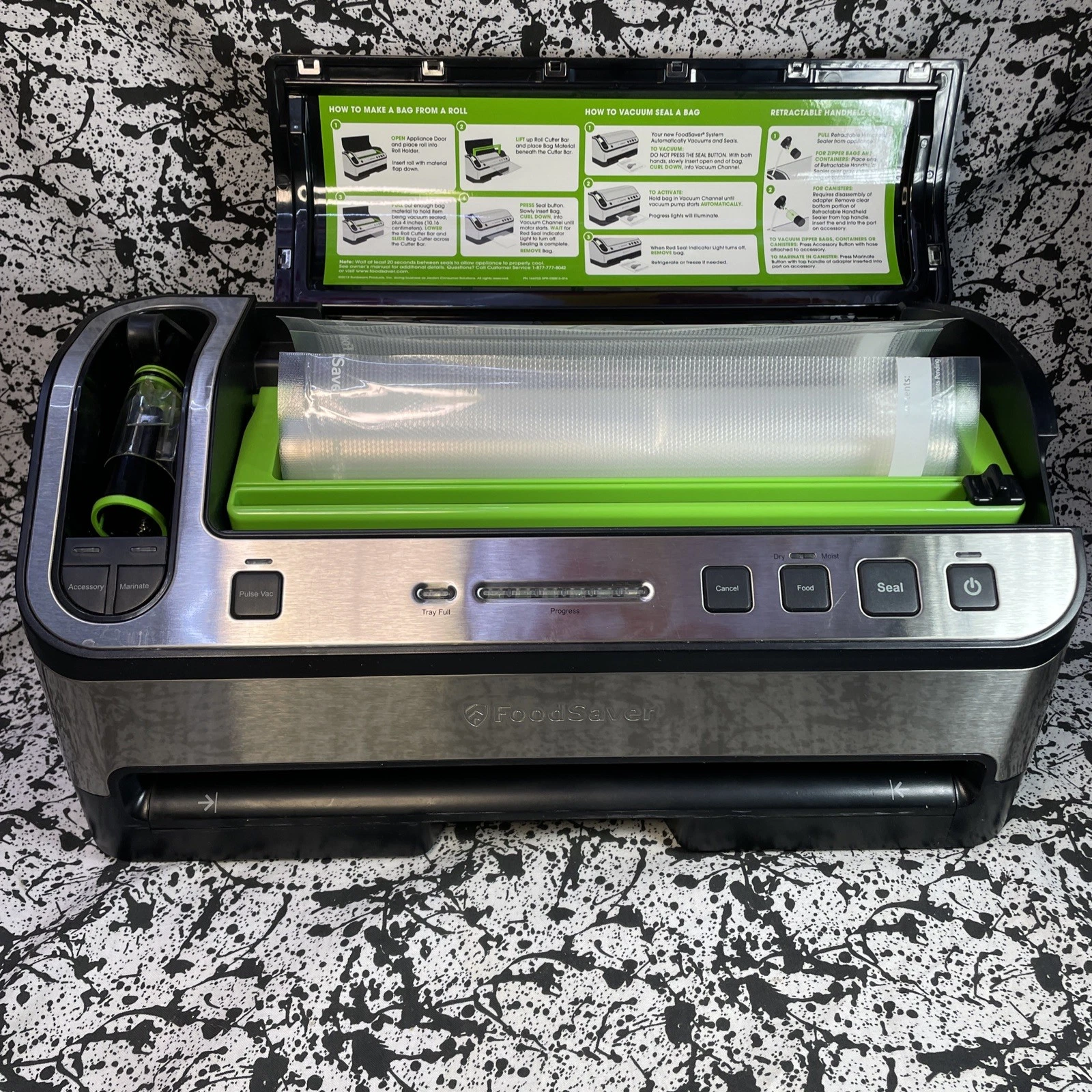 Food Saver V4865 Stainless Steel Vacuum Bag Sealer Machine 2-in-1 Plus A Roll